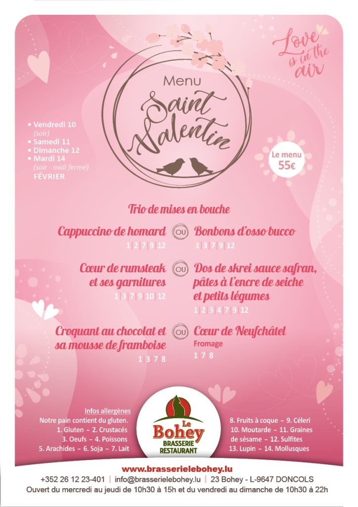 Menu de Saint-Valentin