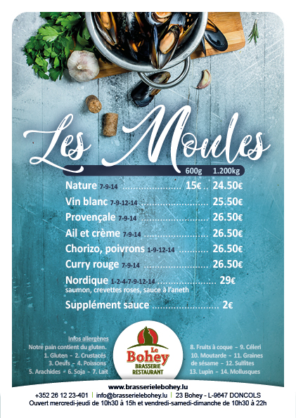 Carte des moules